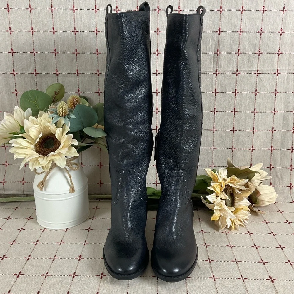 💐HP💐 Sam Edelman Prina Studded Soft Black Leather Knee High Riding Boots 6.5 - Picture 7 of 11
